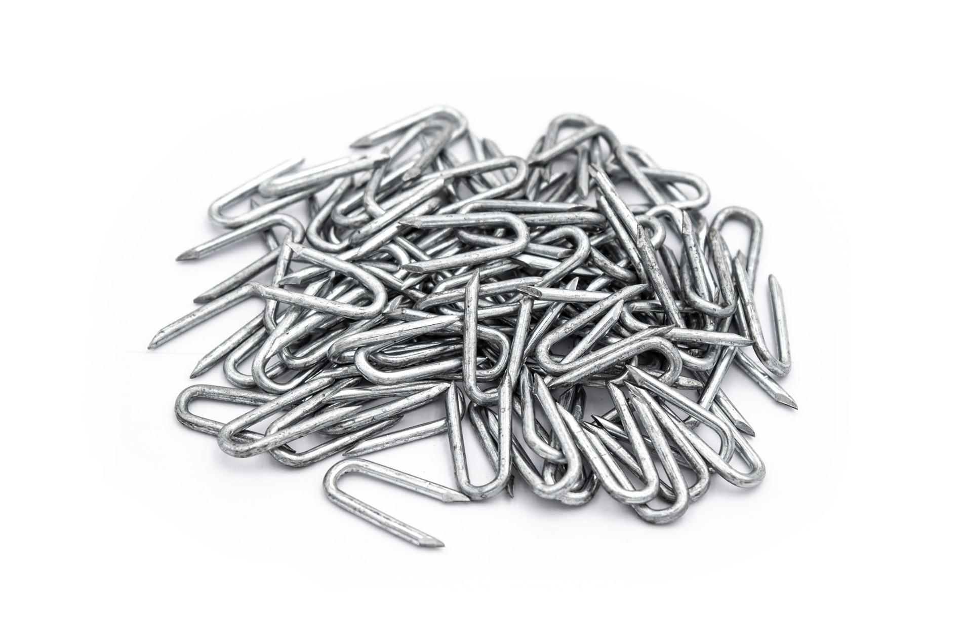 Krampen / Nagelschlaufen, verzinkt (100 Stück, 25 / 25 mm) für Staketenzaun-Befestigung