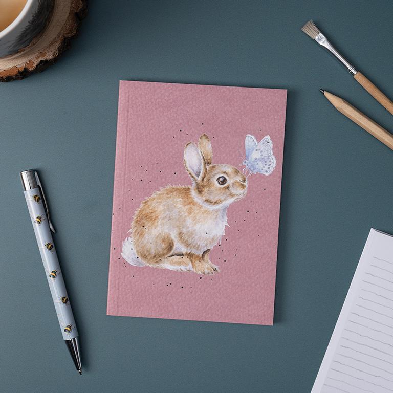 Wrendale Notizbuch, DIN A6, Motiv kleiner Hase, I spy a butterfly