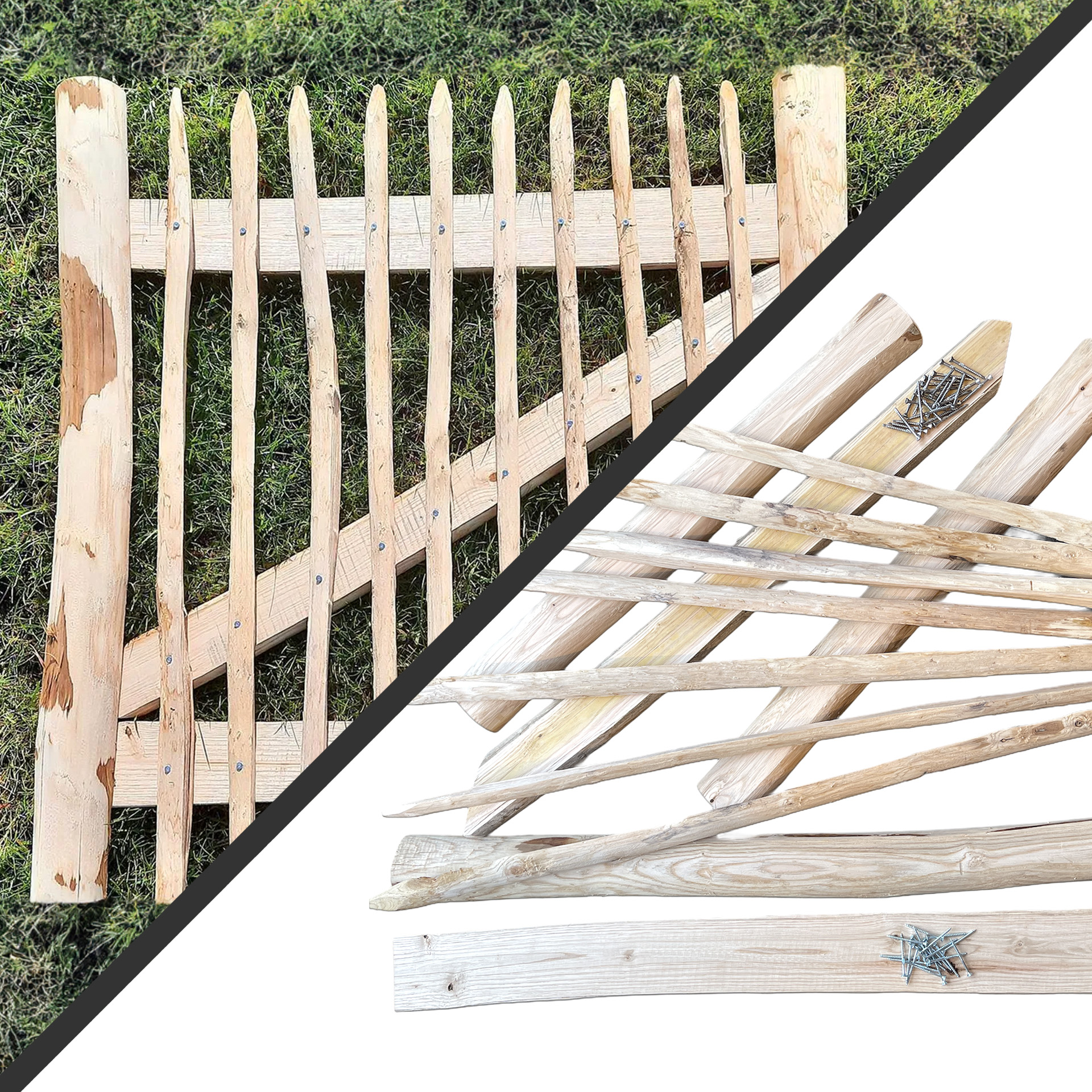 Premium Staketenzaun-Tor, Kastanie, Bausatz, B100 cm H150 cm