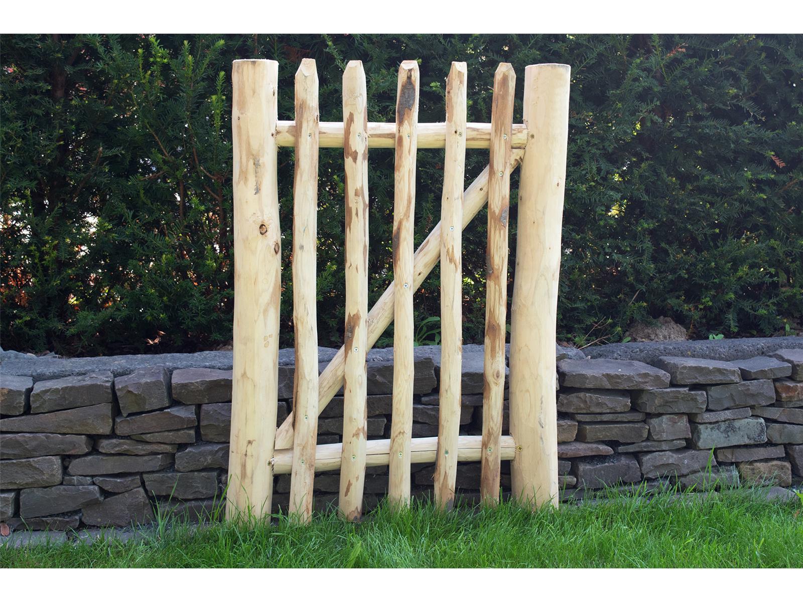 Staketenzaun-Tor (gezapfte Ausführung), Edelkastanie B75 cm H100 cm